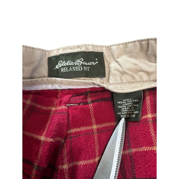 Eddie Bauer Men’s Flannel Lined Relaxed Fit Khaki Cargo Pants Outdoor Work 38x30 - Picture 4 of 6